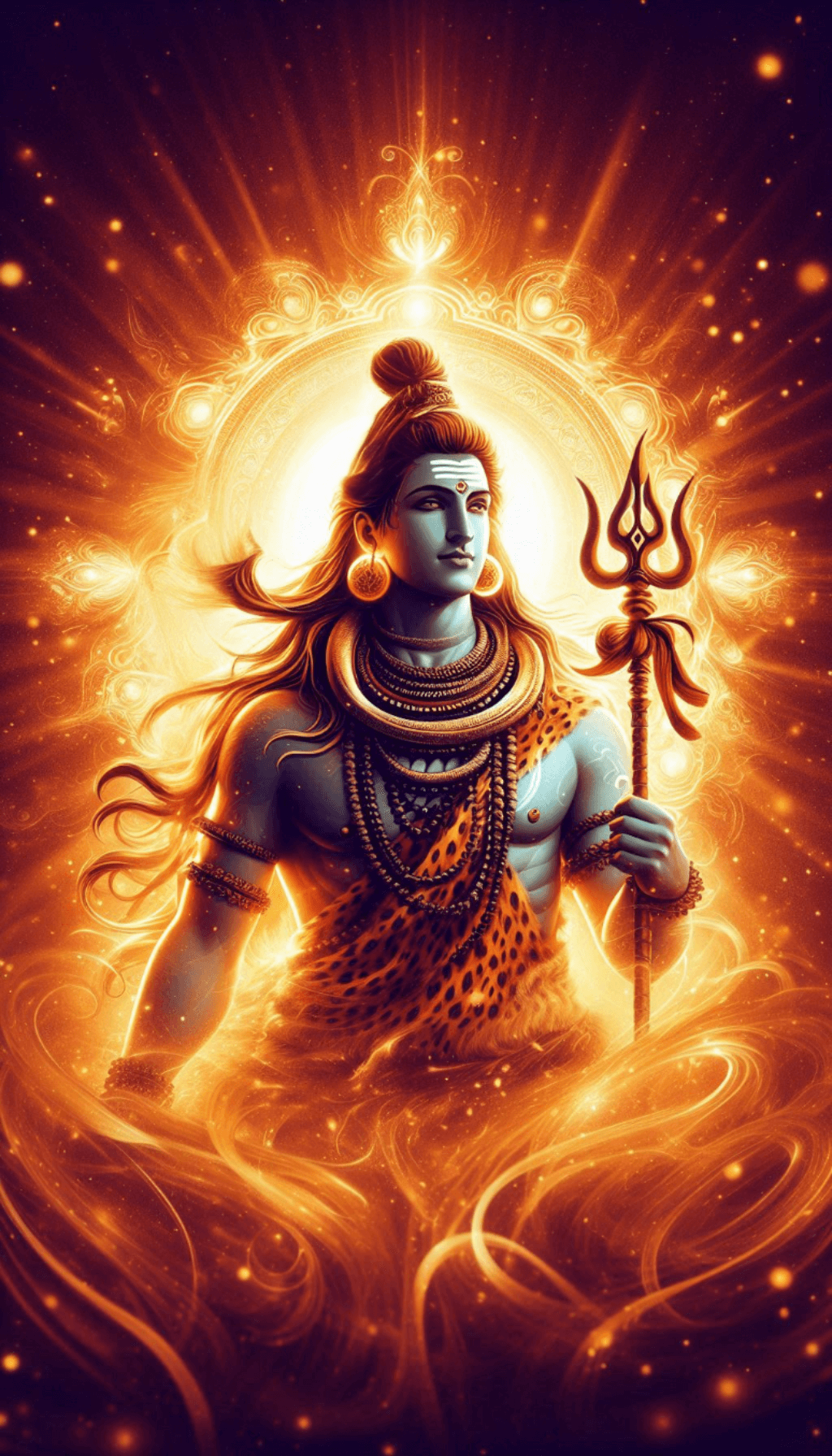 Lord Shiva Vibrant Phone Wallpaper in Standing Position