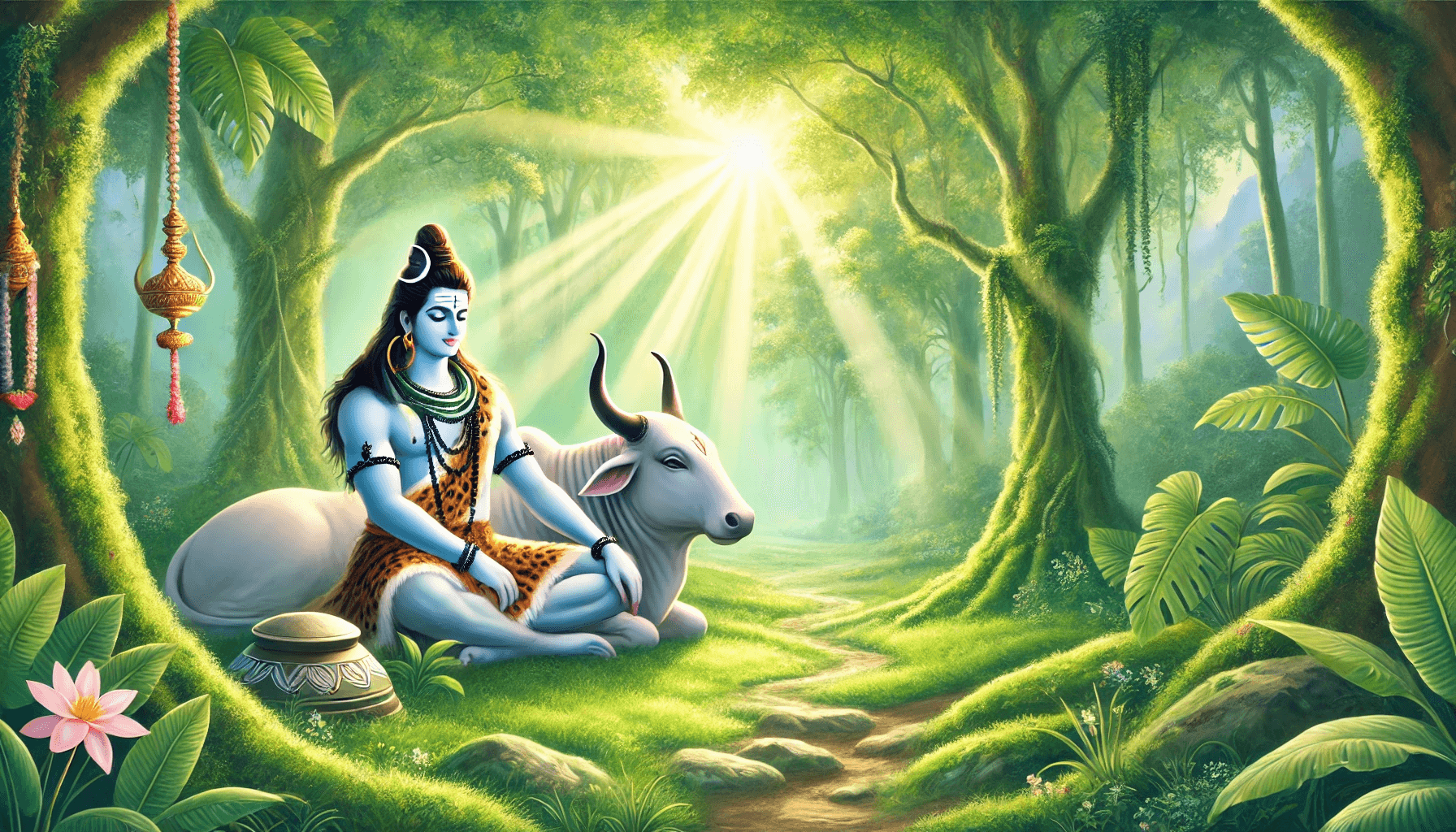Lord Shiva with Nandi in Forest