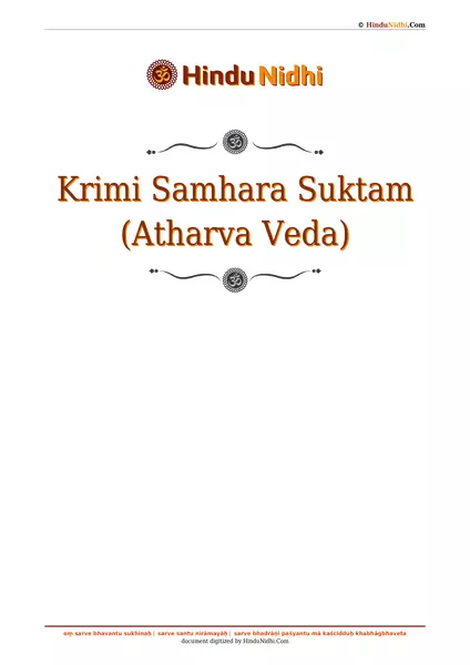 Krimi Samhara Suktam (Atharva Veda) PDF