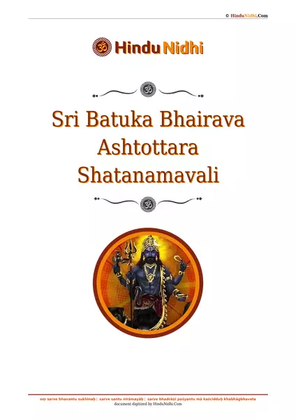 Sri Batuka Bhairava Ashtottara Shatanamavali PDF