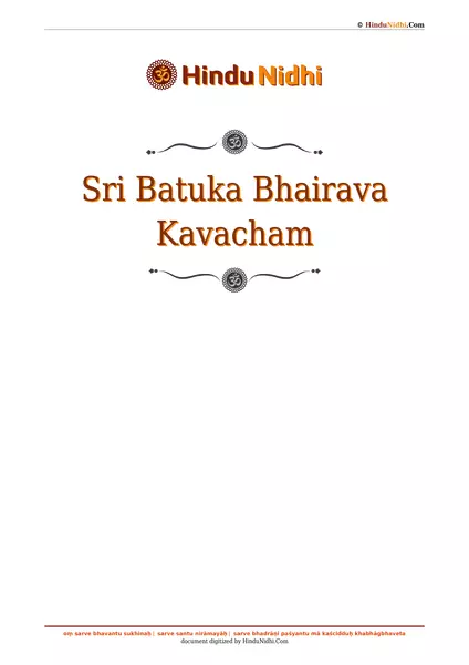 Sri Batuka Bhairava Kavacham PDF