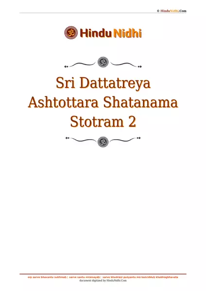 Sri Dattatreya Ashtottara Shatanama Stotram 2 PDF