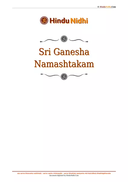 Sri Ganesha Namashtakam PDF