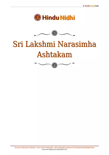 Sri Lakshmi Narasimha Ashtakam PDF