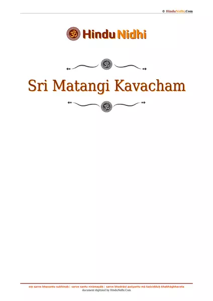 Sri Matangi Kavacham PDF