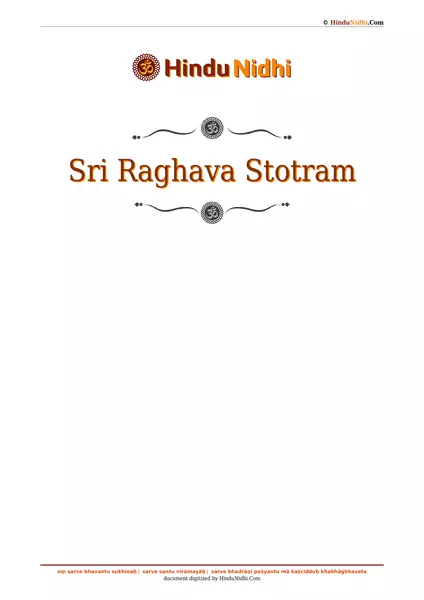 Sri Raghava Stotram PDF