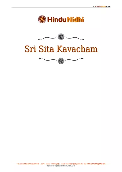 Sri Sita Kavacham PDF