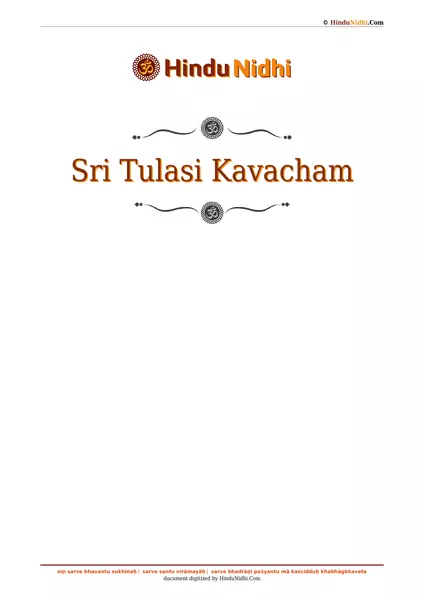 Sri Tulasi Kavacham PDF