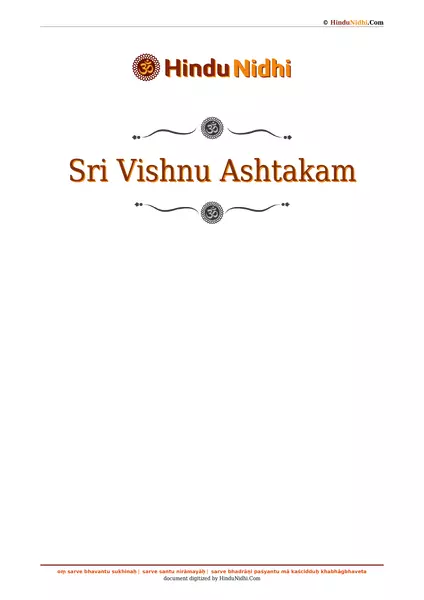 Sri Vishnu Ashtakam PDF